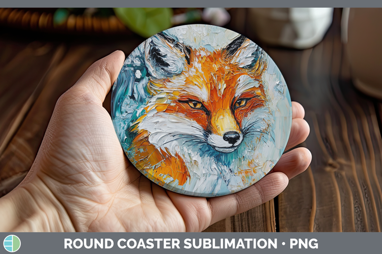 BS02 Thick Paint Fox Round Coaster Sublimation Coaster Desig