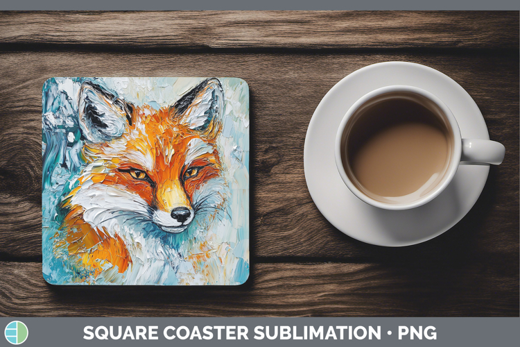 BS02 Thick Paint Fox Square Coaster Sublimation Coaster Desi