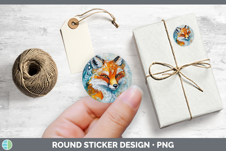 BS02 Thick Paint Fox Stickers | Round Labels Designs