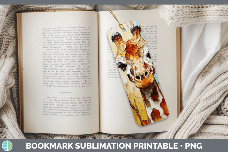 BS02 Thick Paint Giraffe Bookmark Sublimation Printable Desi