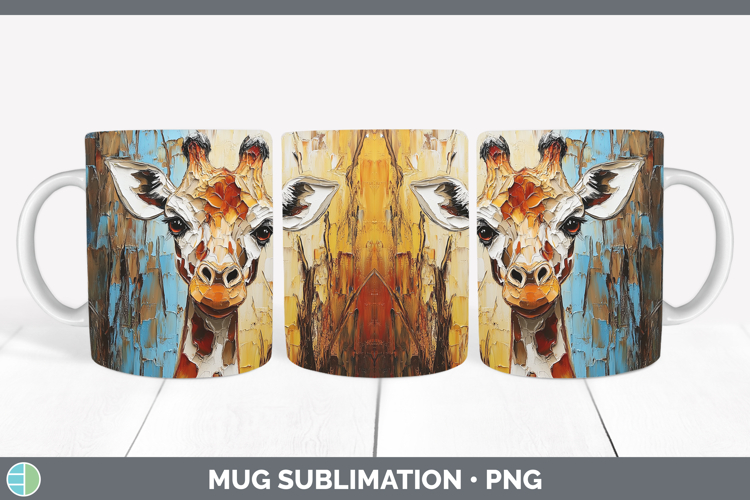 BS02 Thick Paint Giraffe Mug Wrap Sublimation Coffee Cup Des