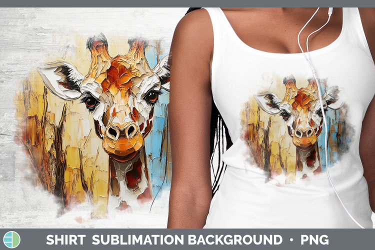 BS02 Thick Paint Giraffe Shirt Sublimation Sublimation Backg