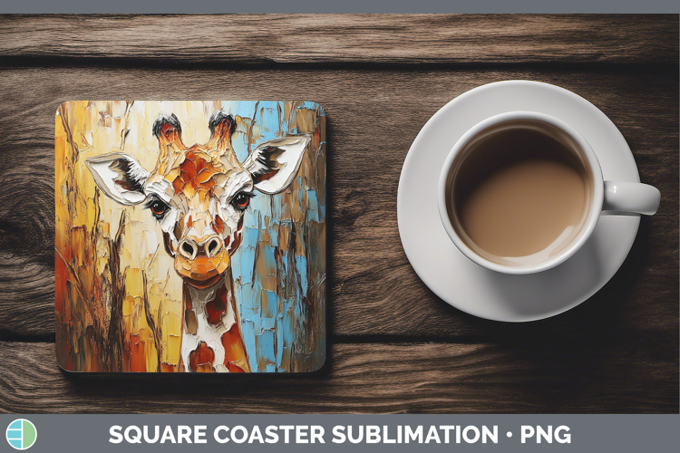 BS02 Thick Paint Giraffe Square Coaster Sublimation Coaster