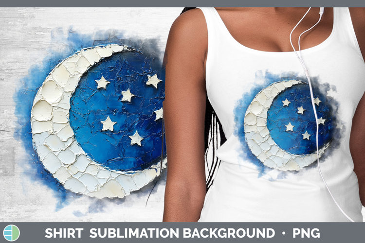 BS02 Thick Paint Moon and Stars Shirt Sublimation Sublimatio