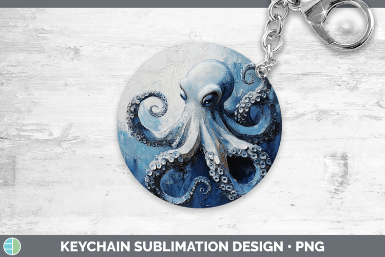 BS02 Thick Paint Octopus Keychain Sublimation Keyring Design