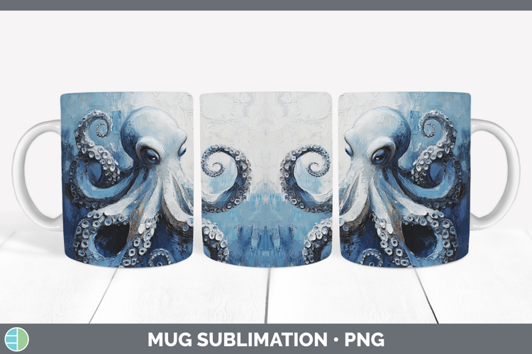 BS02 Thick Paint Octopus Mug Wrap Sublimation Coffee Cup Des