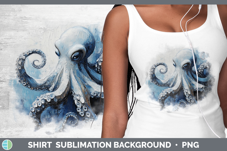 BS02 Thick Paint Octopus Shirt Sublimation Sublimation Backg