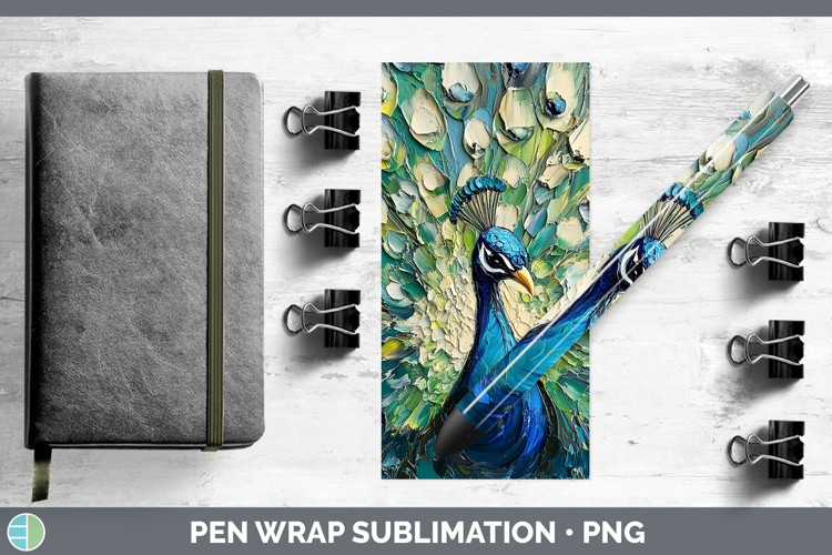 BS02 Thick Paint Peacock Pen Wrap Sublimation Pen Designs