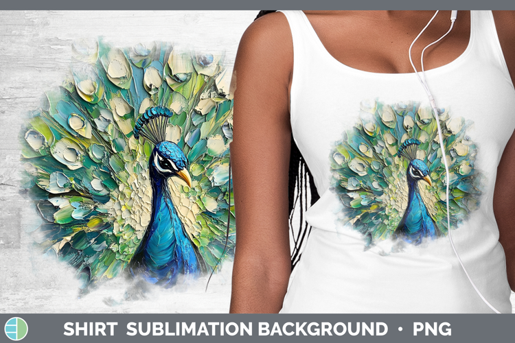 BS02 Thick Paint Peacock Shirt Sublimation Sublimation Backg