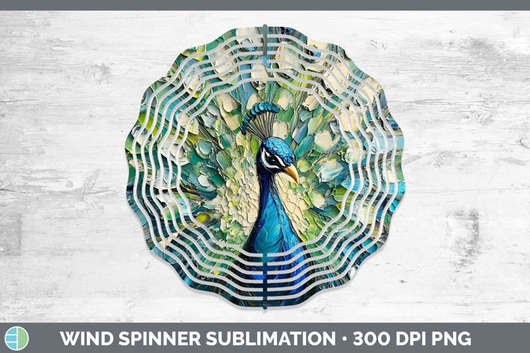 BS02 Thick Paint Peacock Wind Spinner Sublimation Spinner De
