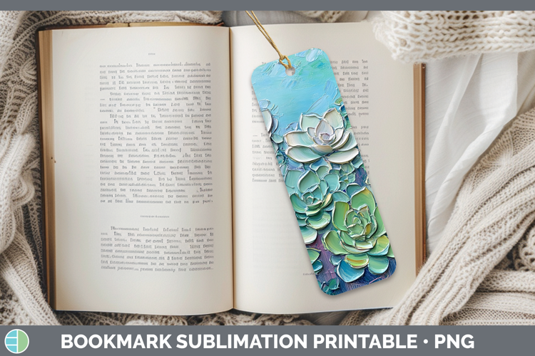 BS02 Thick Paint Succulents Bookmark Sublimation Printable D