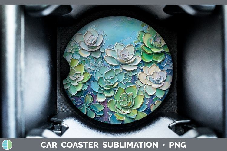 BS02 Thick Paint Succulents Car Coaster Sublimation Designs