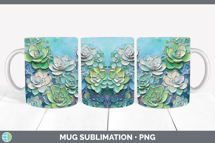 BS02 Thick Paint Succulents Mug Wrap Sublimation Coffee Cup