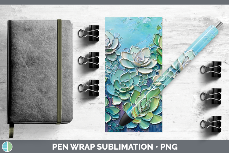BS02 Thick Paint Succulents Pen Wrap Sublimation Pen Designs