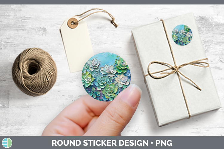 BS02 Thick Paint Succulents Stickers | Round Labels Designs