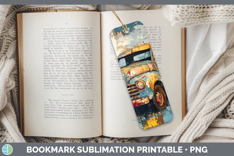 BS02 Thick Paint Vintage Truck Bookmark Sublimation Printabl
