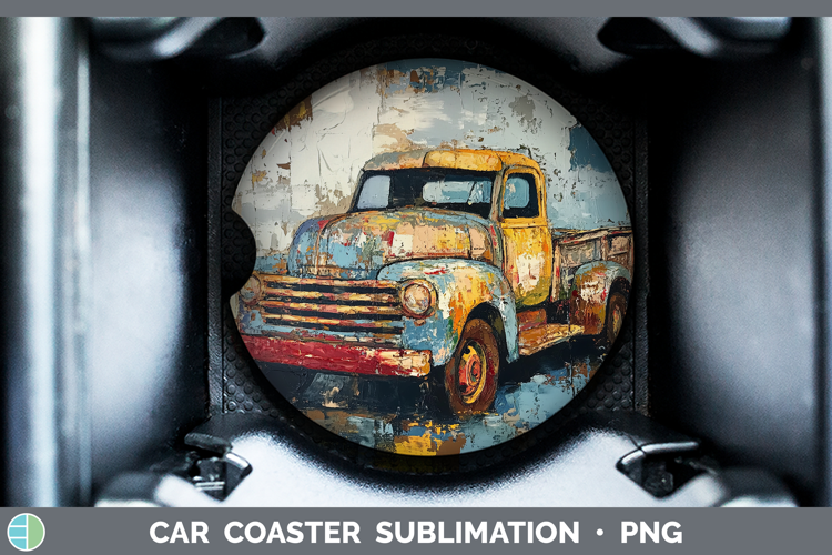 BS02 Thick Paint Vintage Truck Car Coaster Sublimation Desi