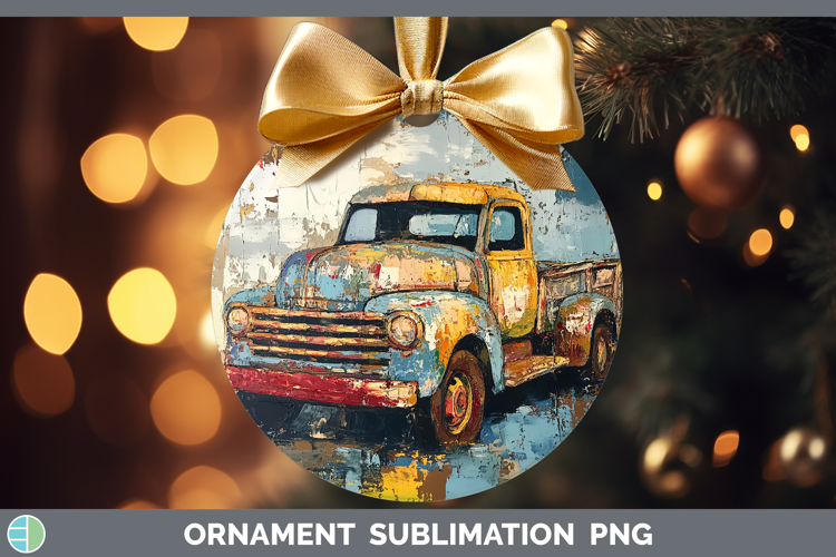 BS02 Thick Paint Vintage Truck Ornament Sublimation Bauble D