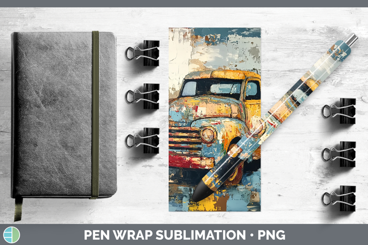 BS02 Thick Paint Vintage Truck Pen Wrap Sublimation Pen Desi