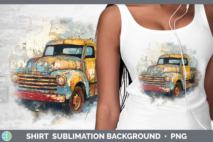 BS02 Thick Paint Vintage Truck Shirt Sublimation Sublimation