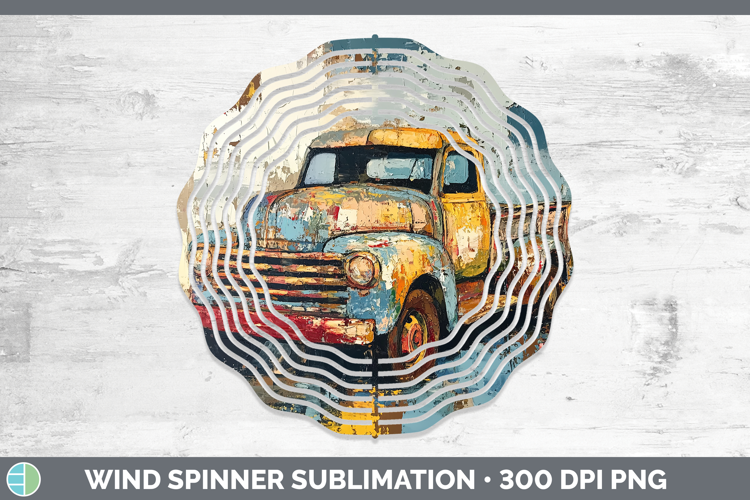 BS02 Thick Paint Vintage Truck Wind Spinner Sublimation Spin