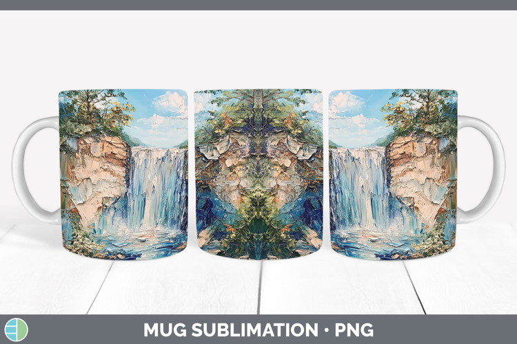 BS02 Thick Paint Waterfall Mug Wrap Sublimation Coffee Cup D