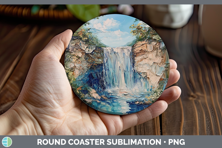 BS02 Thick Paint Waterfall Round Coaster Sublimation Coaster