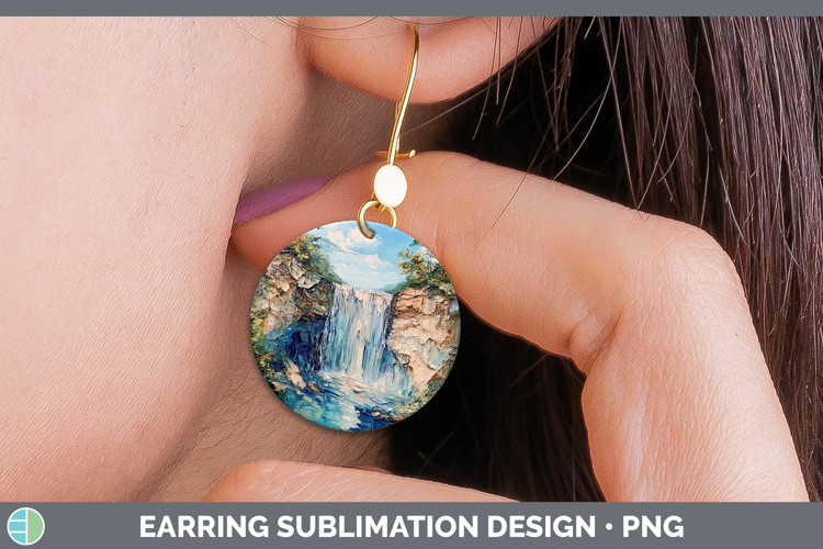BS02 Thick Paint Waterfall Round Earrings Sublimation Earrin