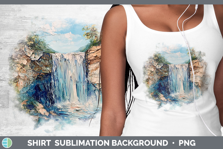 BS02 Thick Paint Waterfall Shirt Sublimation Sublimation Bac