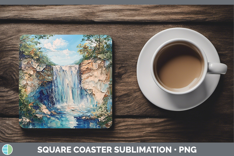 BS02 Thick Paint Waterfall Square Coaster Sublimation Coaste