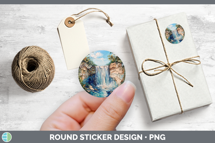 BS02 Thick Paint Waterfall Stickers | Round Labels Designs