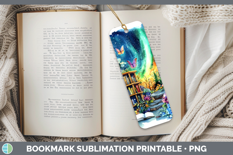 BS03 Bookshelf Northern Lights Bookmark Sublimation Printabl