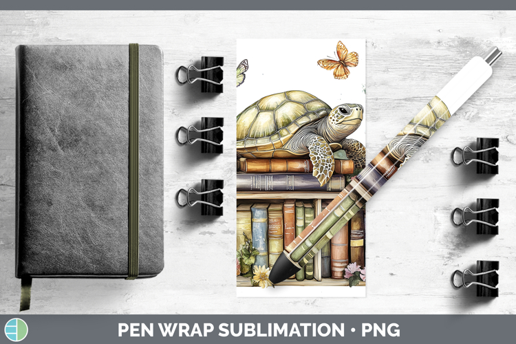 BS03 Bookshelf Sea Turtle Pen Wrap Sublimation Pen Designs