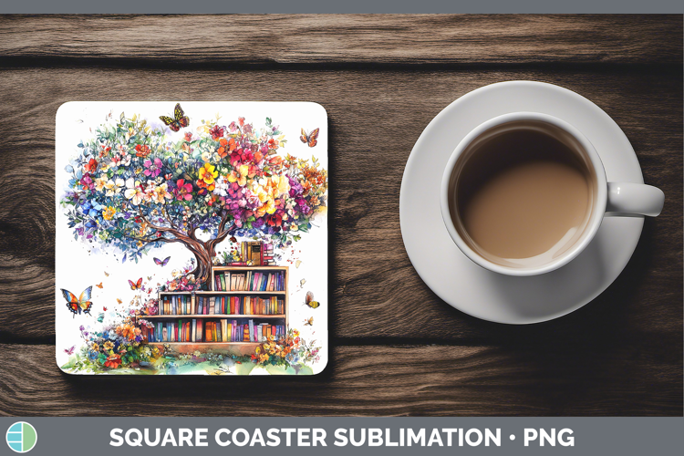BS03 Bookshelf Tree of Life Square Coaster Sublimation Coast