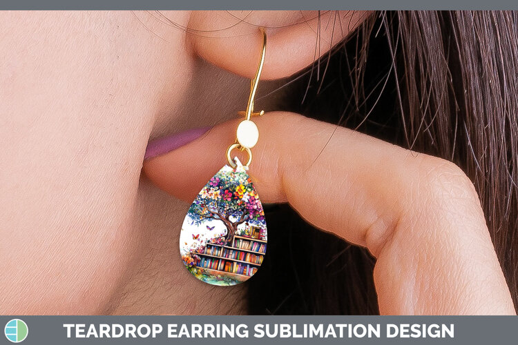 GorgeousBS03 Bookshelf Teardrop Earrings design.