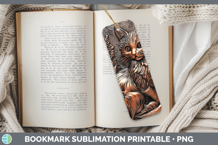 BS03 Copper Relief Black Cat Bookmark Sublimation Printable