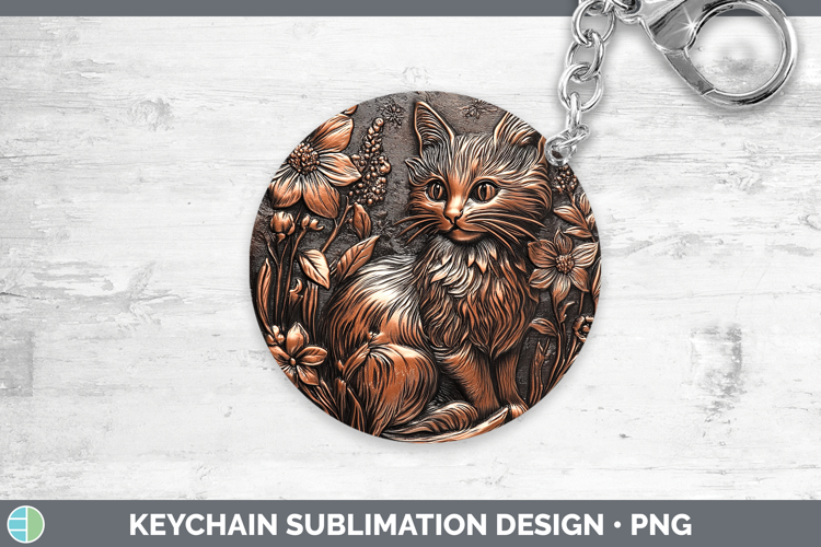 BS03 Copper Relief Black Cat Keychain Sublimation Keyring De