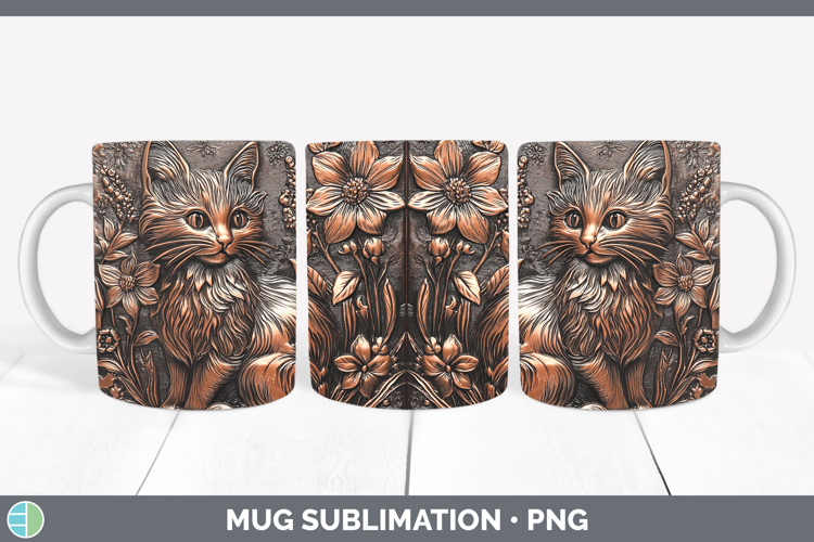 BS03 Copper Relief Black Cat Mug Wrap Sublimation Coffee Cup