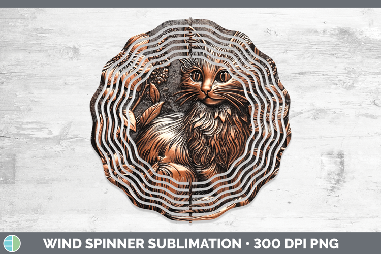BS03 Copper Relief Black Cat Wind Spinner Sublimation Spinne