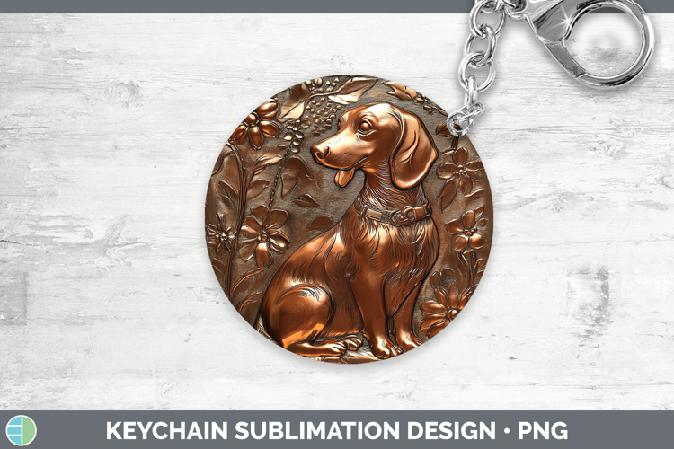 BS03 Copper Relief Dachshund Keychain Sublimation Keyring De