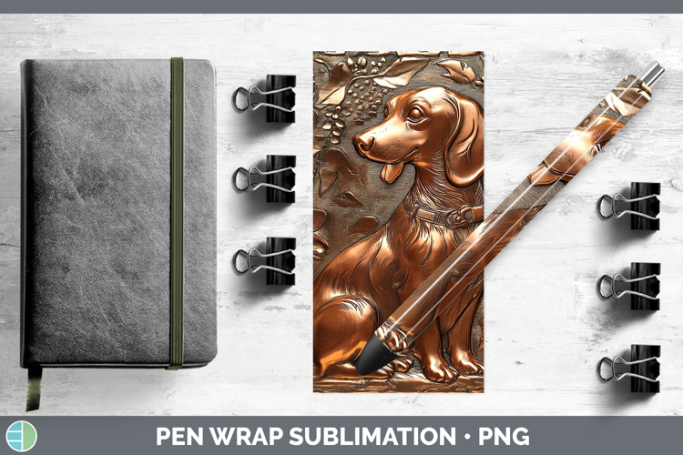 BS03 Copper Relief Dachshund Pen Wrap Sublimation Pen Design