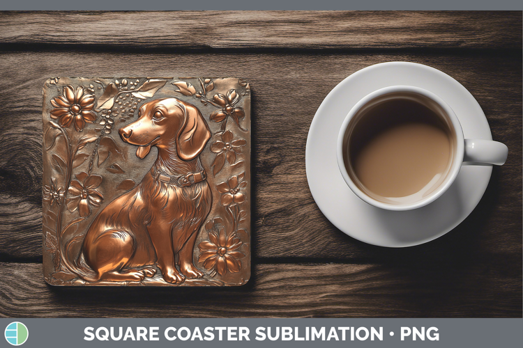 BS03 Copper Relief Dachshund Square Coaster Sublimation Coas