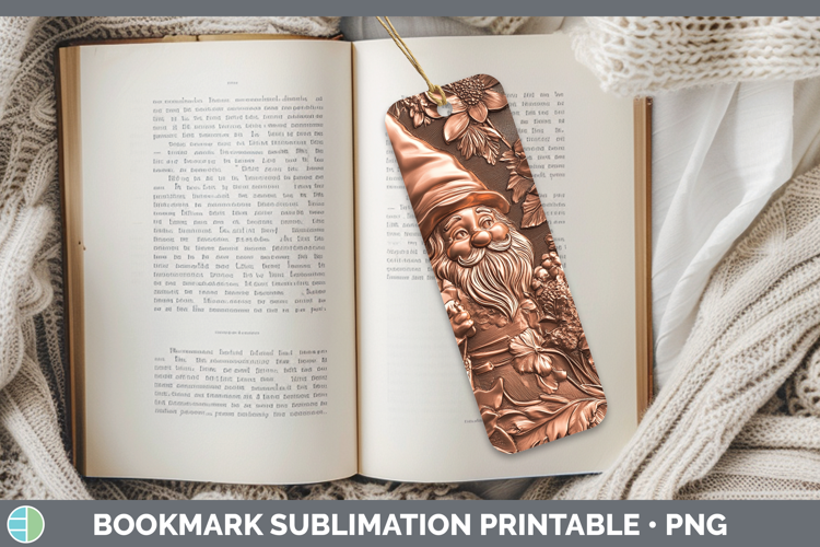 BS03 Copper Relief Gnome Bookmark Sublimation Printable Desi
