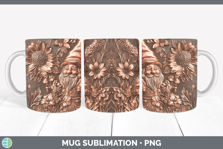 BS03 Copper Relief Gnome Mug Wrap Sublimation Coffee Cup Des