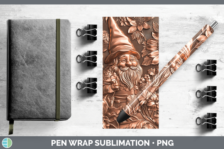 BS03 Copper Relief Gnome Pen Wrap Sublimation Pen Designs