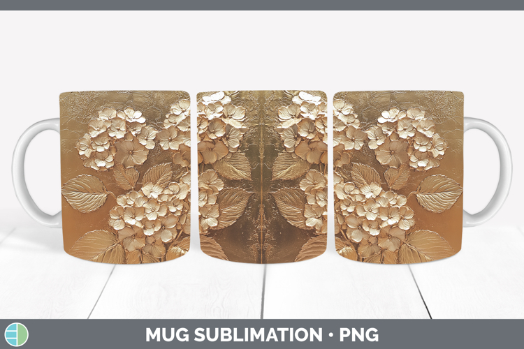 BS03 Copper Relief Hydrangea Mug Wrap Sublimation Coffee Cup