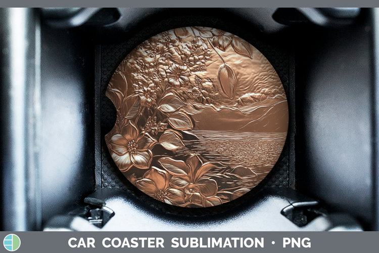 BS03 Copper Relief Landscape Car Coaster Sublimation Design