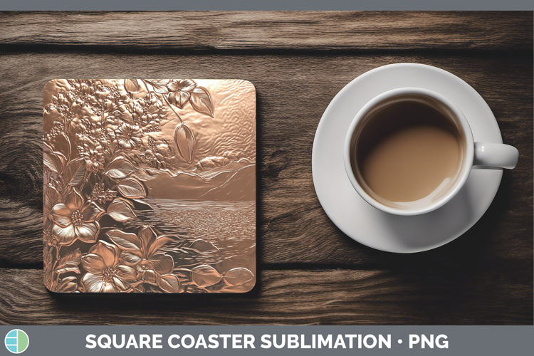 BS03 Copper Relief Landscape Square Coaster Sublimation Coas