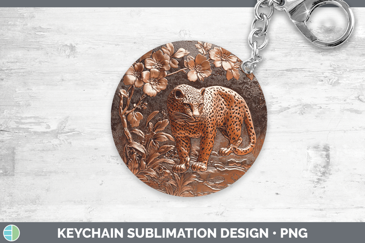 BS03 Copper Relief Leopard Keychain Sublimation Keyring Desi