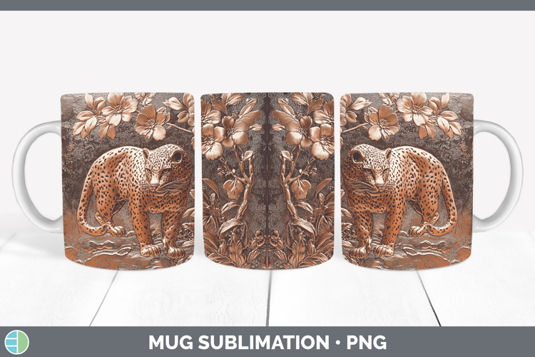 BS03 Copper Relief Leopard Mug Wrap Sublimation Coffee Cup D